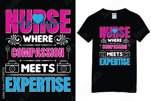 Free vector nurse typography t shirt design,