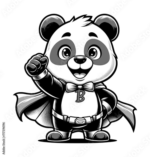 Fototapeta Naklejka Na Ścianę i Meble -  happy and cute bear - cartoon character style black and white (artwork 3)