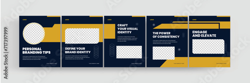 Brand identity manager social media carousel, Linkedin and Instagram carousel design template for brand manager, graphic designer, marketing manager, eps 10 vector illustration 