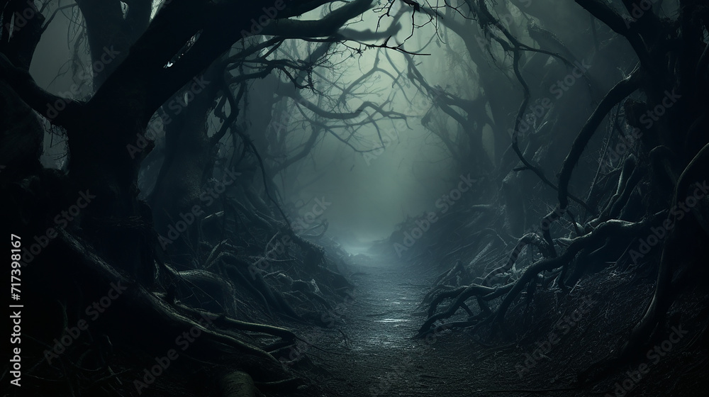 creepy forest path an ominous image of narrow path winding through a creepy, mist-shrouded forest creepy forest path an ominous image of narrow path winding through a creepy, mist-shrouded forest