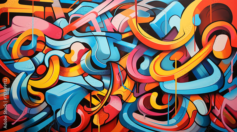colorful abstract piece inspired by urban street art, featuring graffiti-style elements and vibrant colorful abstract piece inspired by urban street art, featuring graffiti-style elements and vibrant