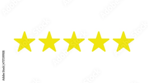 Five star rating review animation. Positive customer feedback rating