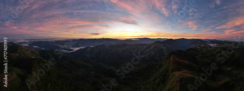 Top view Landscape of Morning Mist with Mountain Layer. Maneepruek nan thailand