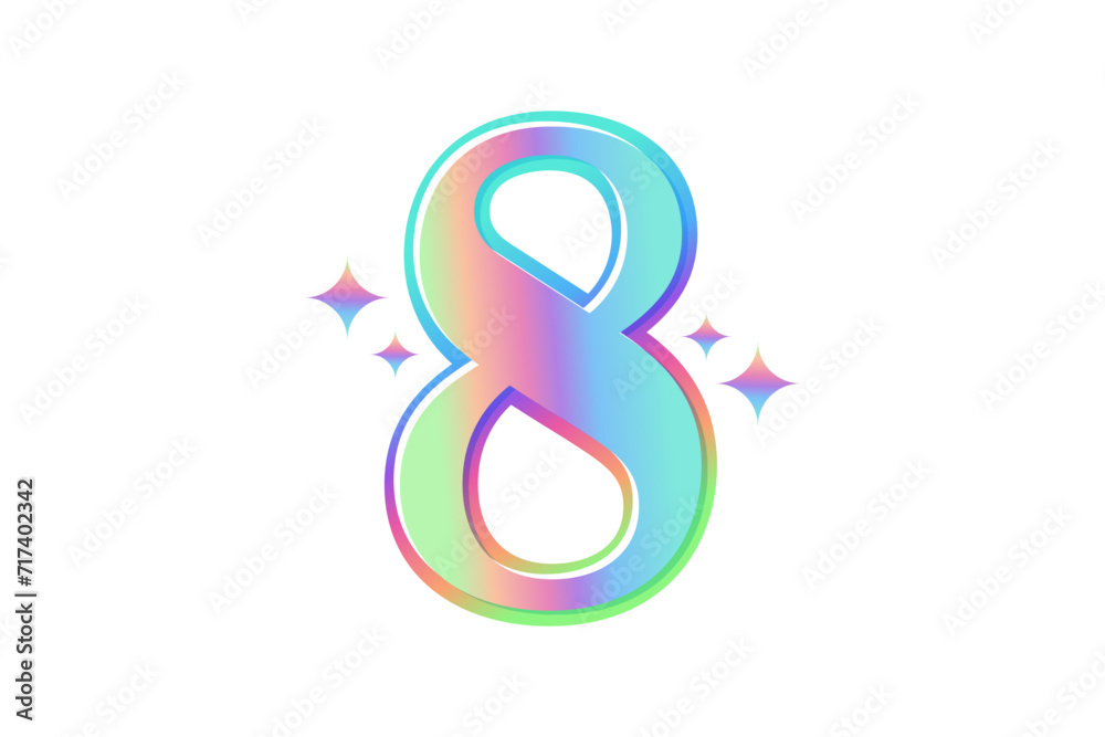 Obraz premium Number Eight Metal Hologram Sticker Design