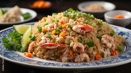 crab fried rice into the ingredients, the artful arrangement on the plate, and the tempting allure of the dish