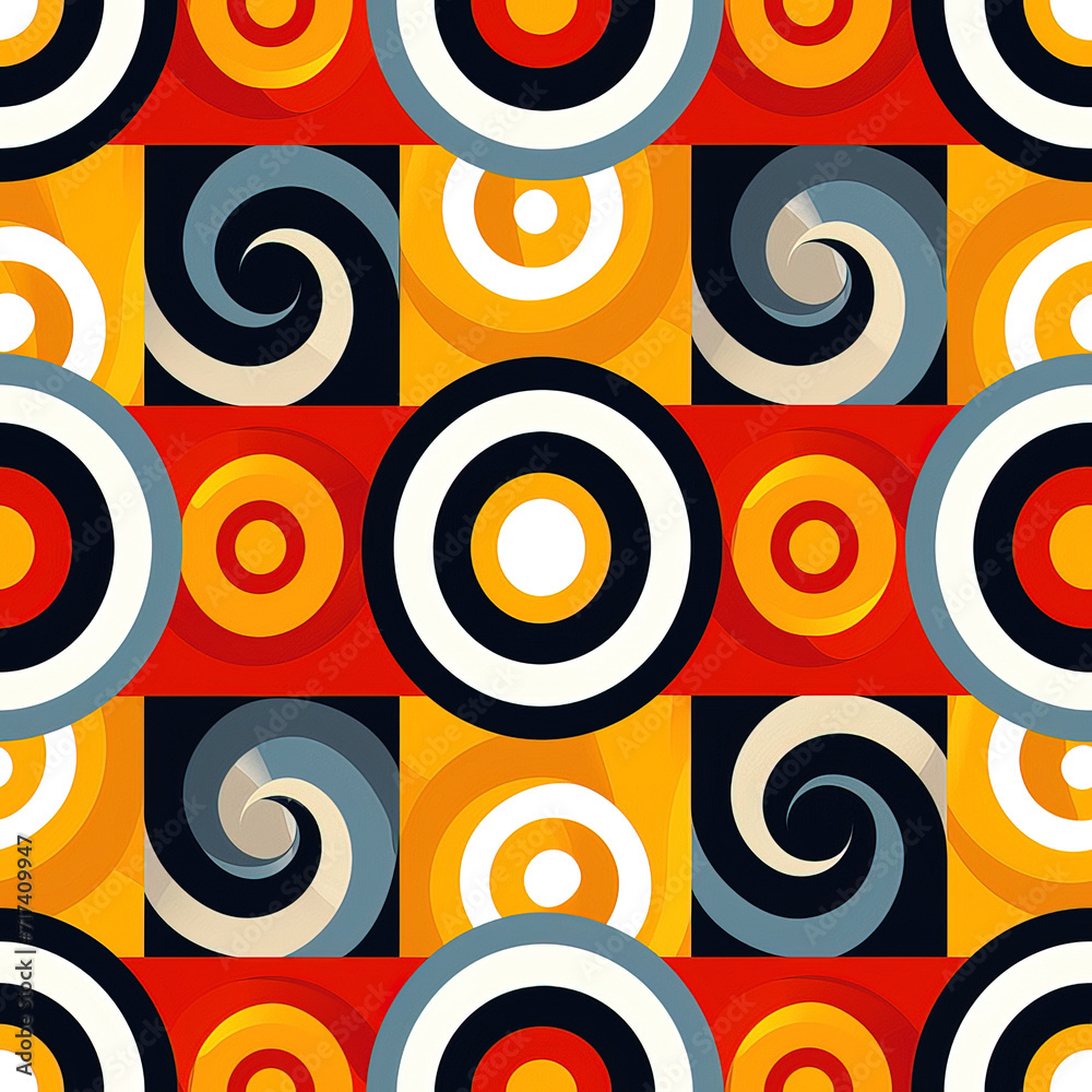 Fototapeta premium Stripped circles abstract repeat pattern retro vintage minimal geometric