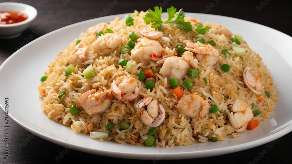 irresistible appeal of the crab fried rice on the white plate, enticing the senses and leaving the reader yearning for a taste of this delicious creation irresistible appeal of the crab fried rice on the white plate, enticing the senses and leaving the reader yearning for a taste of this delicious creation