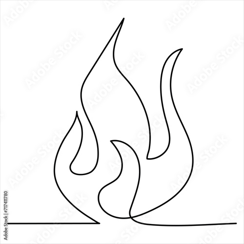 Continuous one line drawing of bonfire line art drawing vector illustration