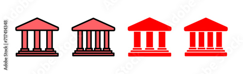 Bank icon set illustration. Bank sign and symbol, museum, university