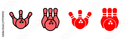 Bowling icon set illustration. bowling ball and pin sign and symbol.