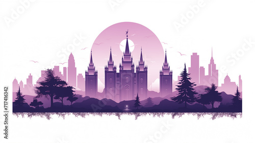Graphic design of LDS church. Mormon temple in 2d graphic. photo