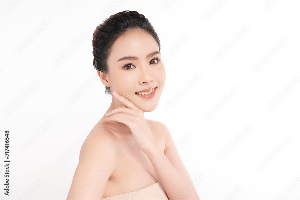 Beautiful young asian woman with clean fresh skin on white background, Face care, Facial treatment, Cosmetology, beauty and spa, Asian women portrait. Beautiful young asian woman with clean fresh skin on white background, Face care, Facial treatment, Cosmetology, beauty and spa, Asian women portrait.