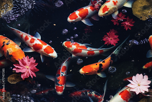 koi fish swimming background wall texture pattern seamless wallpaper