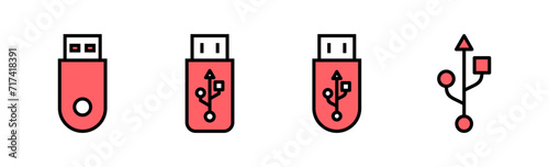 Usb icon set illustration. Flash disk sign and symbol. flash drive sign.