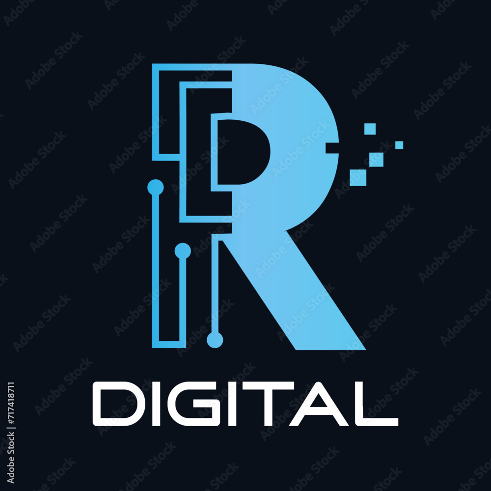Letter r technology vector logo template. Suitable for technology, digital, web, link, internet, media etc Letter r technology vector logo template. Suitable for technology, digital, web, link, internet, media etc