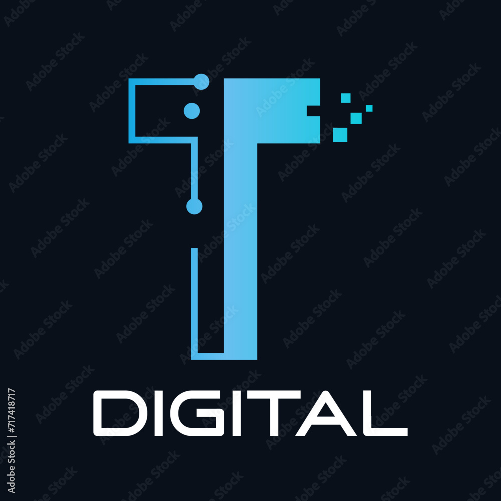 Obraz premium Letter t technology vector logo template. Suitable for technology, digital, web, link, internet, media etc