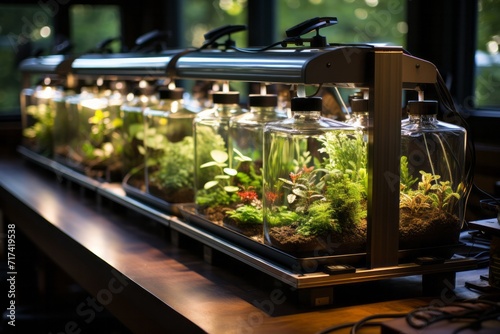 State-of-the-art aquaponics system growing fish and vegetables, Generative AI