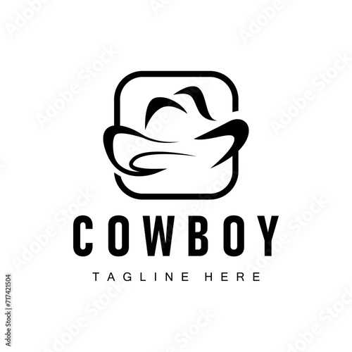 Cowboy hat logo vector hat illustration line texas rodeo cowboy template design