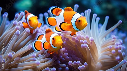 Undersea Wonders Exquisite Images of Clownfish Swimming in the Deep Sea ai generated