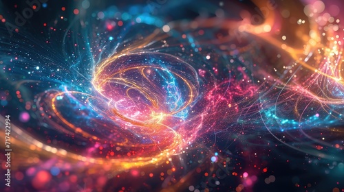 Abstract 3D symphony of subatomic particles background photo