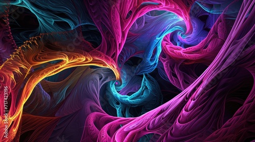 3d vibrant fractal neon abstract background