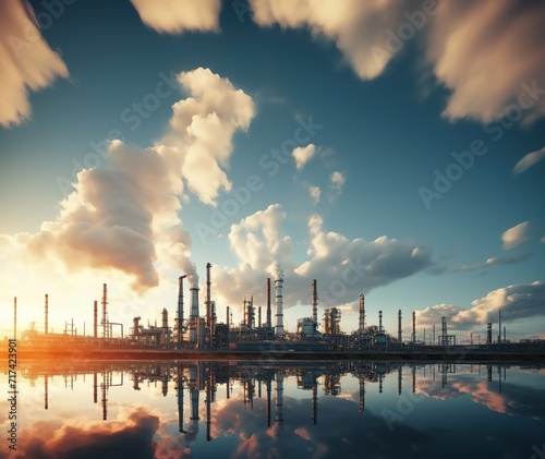 Oil refinery plant and industrial factory building construction from engineering technology and stee
