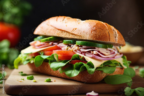 Wholesome Freshness. Savor the flavors of a delicious sandwich packed with crisp and healthy ingredients. A feast for your taste buds.