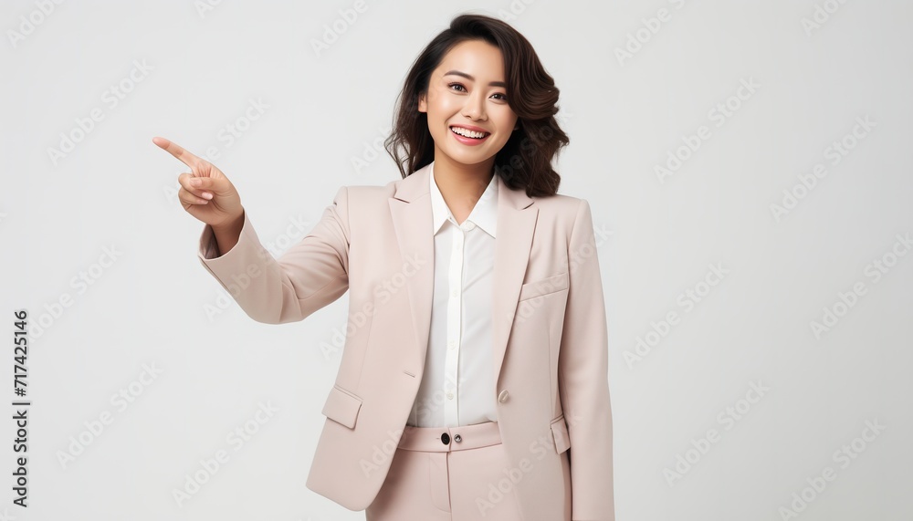 Business woman pointing finger 