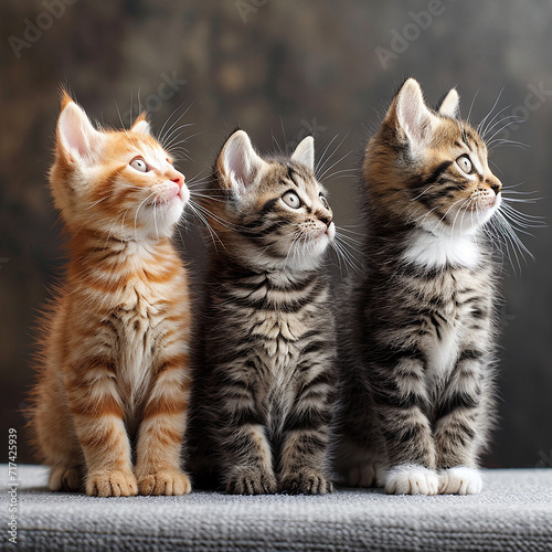 Three gorgeous kittens all in a row