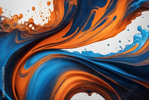 Abstract backgrounds oil paint and water, blue, orange, colors