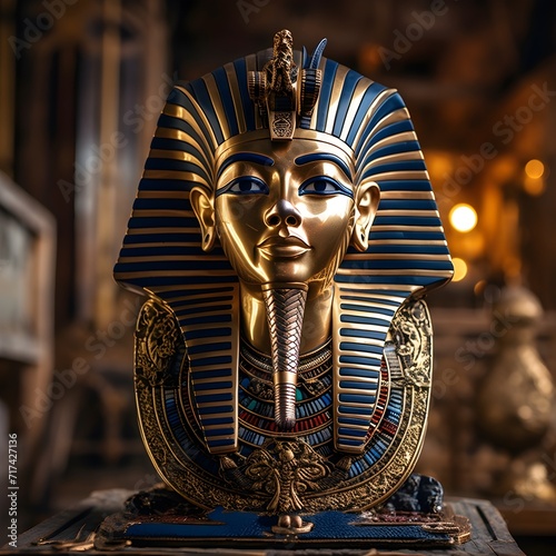 Burial mask of King Tutankhamen, ancient Egyptian Pharoah- Generative AI