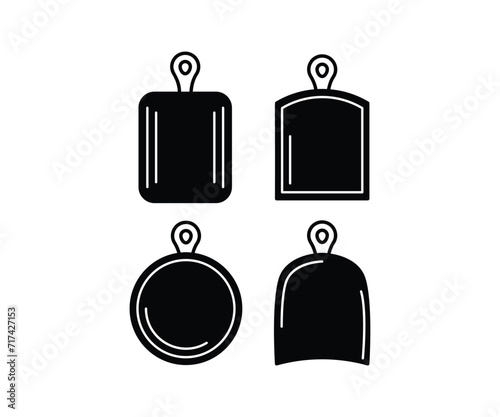 chopping board icons kitchen vector design simple black white illustration collection template