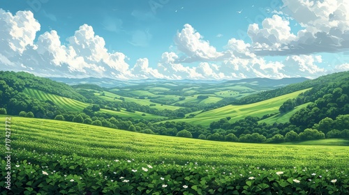 Beautiful Sky Green Fields Retro Filtered, Background Banner HD