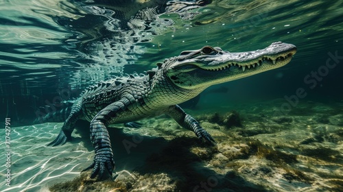Crocodile underwater  AI generated Image