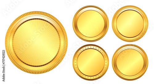 set of realistic gold coin. easy to modify