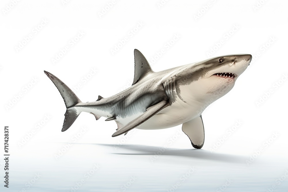 Fototapeta premium shark isolated on white background. 3d render illustration