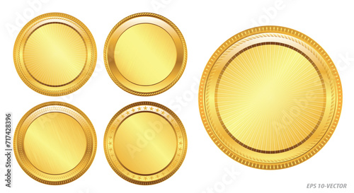 set of realistic gold coin. easy to modify