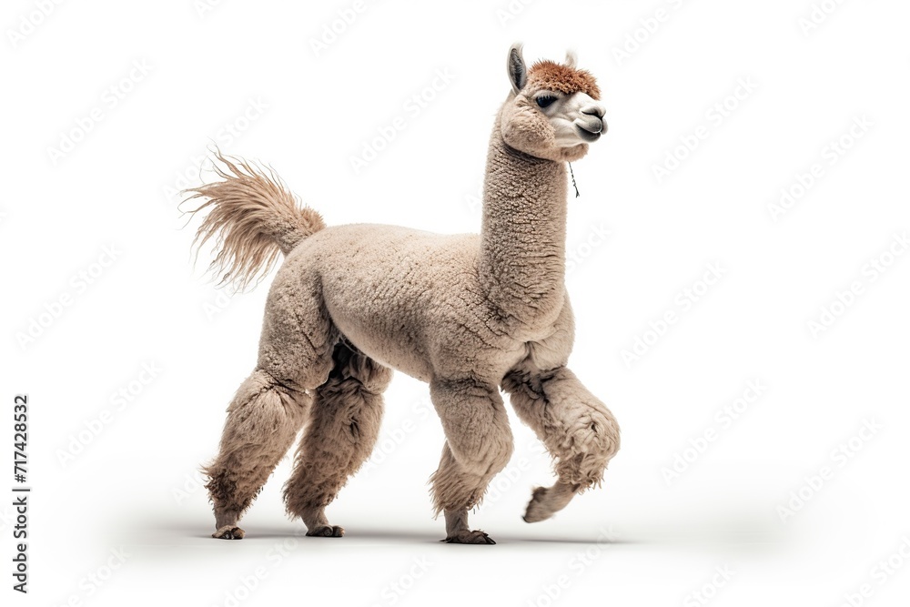 Fototapeta premium 3d rendering of an alpaca standing isolated on white background
