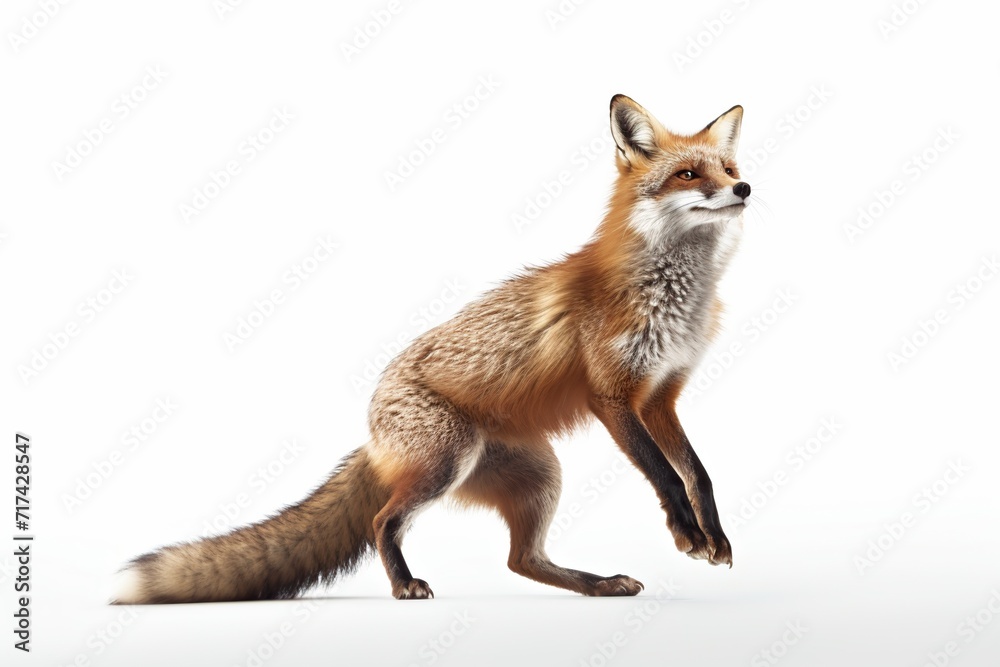 Red fox isolated on white background. This is a 3d render illustration.