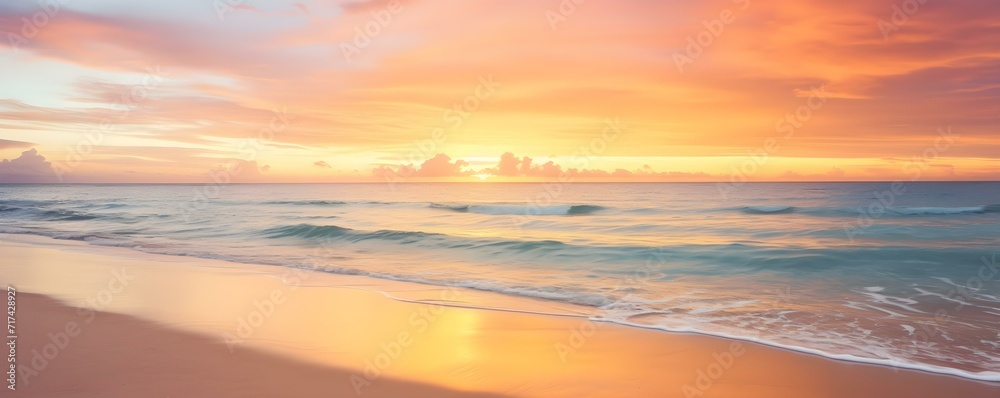 Golden Sunset Over Tranquil Ocean Waves