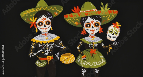 Child's painting of the Day of the Dead.