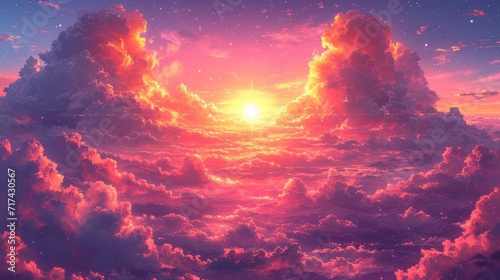 Breathtaking Sunset Beautifull Sky Clouds Background, Background Banner HD