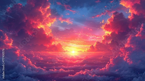 Breathtaking Sunset Beautifull Sky Clouds Background, Background Banner HD
