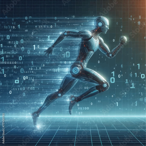 Robotic humanoid run in holographic binary numbers