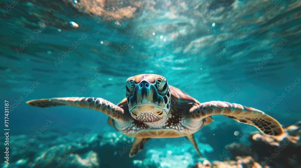 Obraz premium Turtle underwater, AI generated Image
