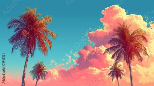 California High Palm Trees On Beach, Background Banner HD © Alex Cuong