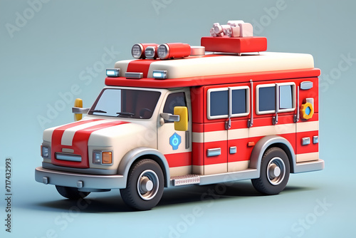 3d rendering cartoon ambulance car