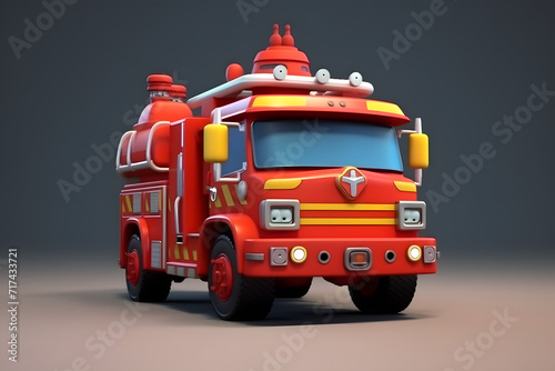 3d rendering cartoon Fire Truck