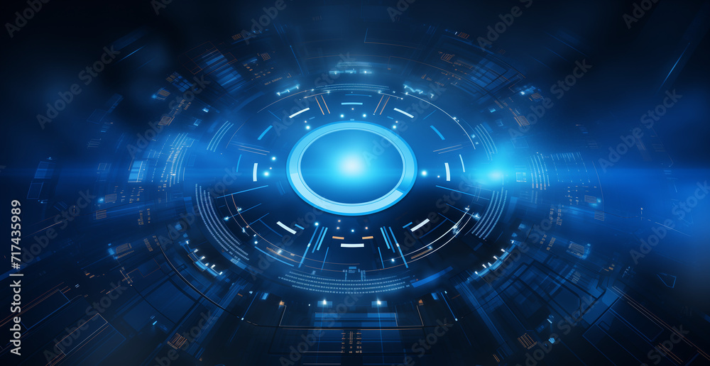  blue background with abstract technology related design elements