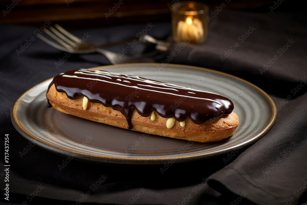 A stunning view of a chocolate-flavoured eclair. (Generative AI) A stunning view of a chocolate-flavoured eclair. (Generative AI)